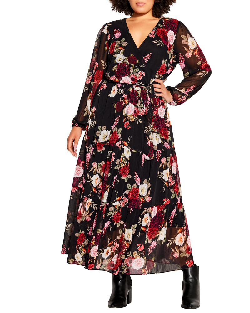 Plus size model wearing Dana Paradise Maxi Dress Black by City Chic | Dia&Co | dia_product_style_image_id:187134